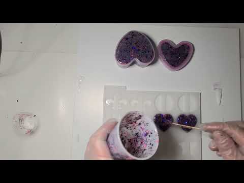 Epoxy Heart Molds Trinket box and  straw topper test pour