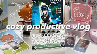 cozy productive vlog 📓💌🌱 studying tips, blindboxes, packing orders, kinich banner