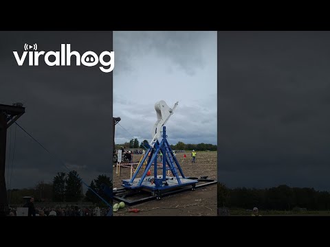 Throwing a Pumpkin 592m With a Trebuchet || ViralHog