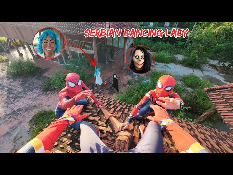 Serbian Dancing Lady CHASES Team Spider-Man In An Abandoned Restaurant ( Action POV Story )