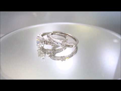 14K WHITE GOLD ROUND CUT DIAMOND ENGAGEMENT RING AND BAND 1.88CTW - KNR INC - 304