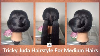 Tricky Juda Hairstyle For Medium Hairs || Simple Juda Hairstyle || Step By Step 🌼