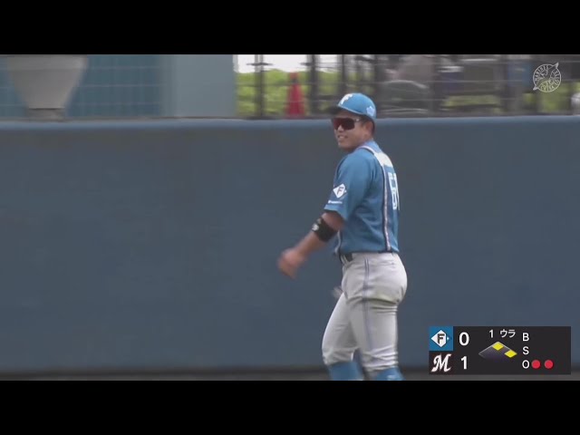 【ファーム】お見事!! ファイターズ・今川優馬 前に落ちそうな打球をスライディングキャッチで追加点許さず!! 2025年6月7日 千葉ロッテマリーンズ 対 北海道日本ハムファイターズ