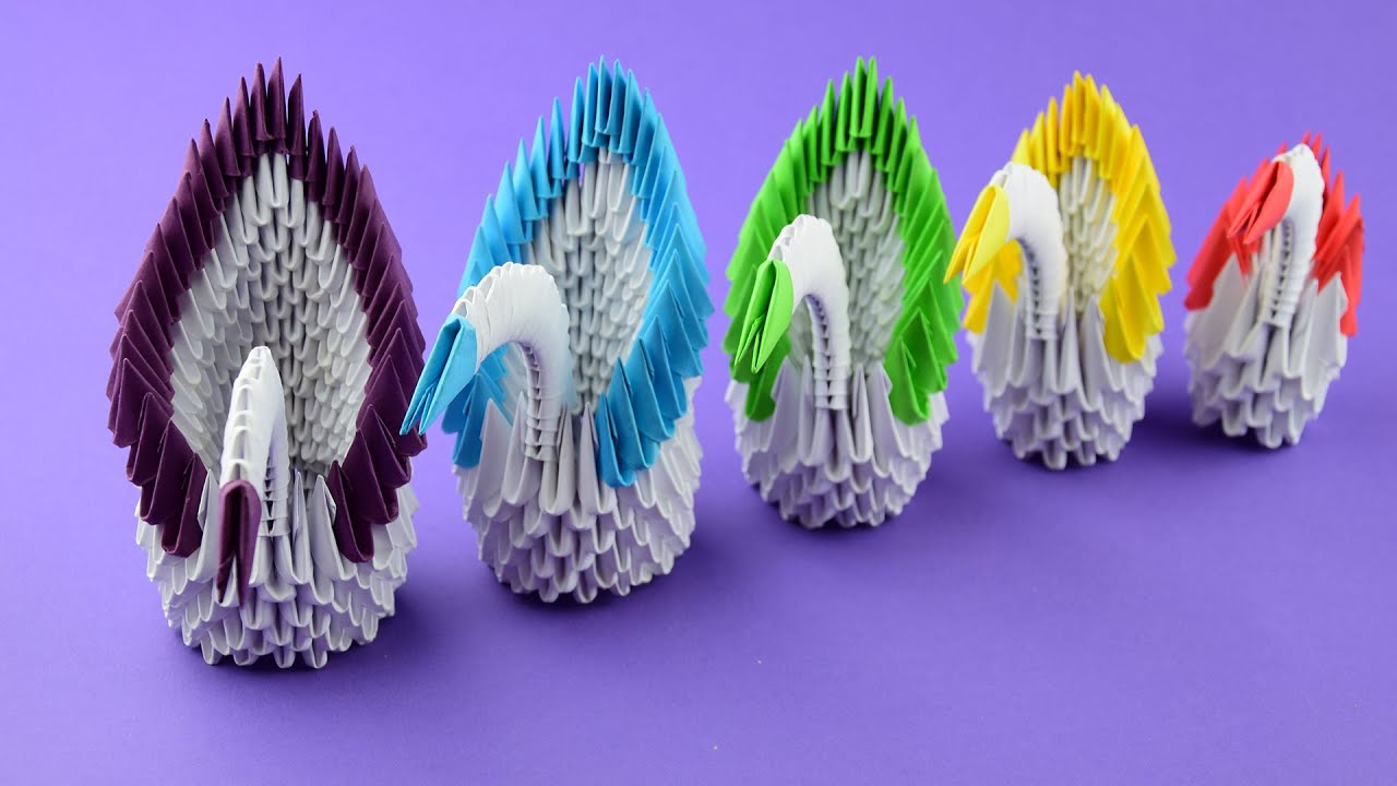 How to make paper swan 3D origami Tutorial [Swan family]