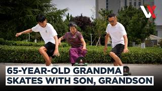 “65 And Still Skating!” Chinese Granny Joins Son, Grandson For Viral Tricks | VERTEX