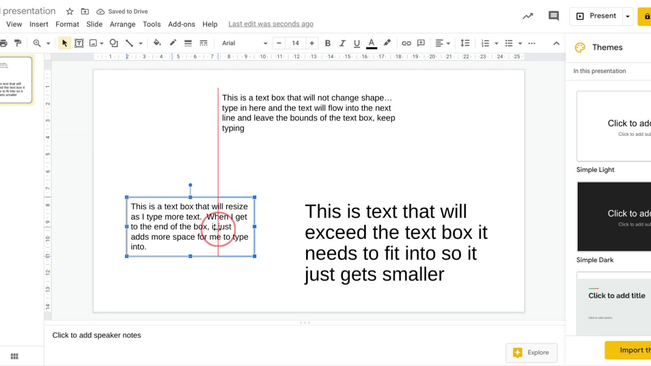 Google Slides Text Box behaviour