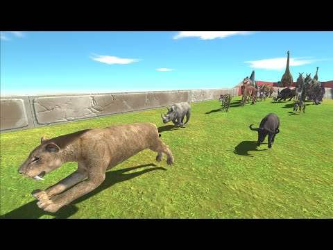 Race to eat BUFFALO, SMILODON & RHINO - Animal Revolt Battle Simulator
