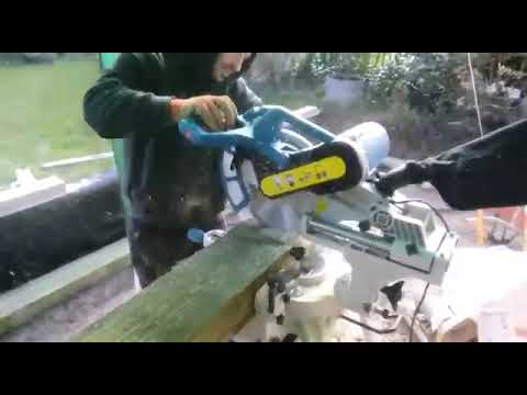How to cut Sleepers 12" Fox mitre saw retaining wall