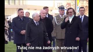 Kaczyński karze swojemu poddanemu zdjąć maseczkę.