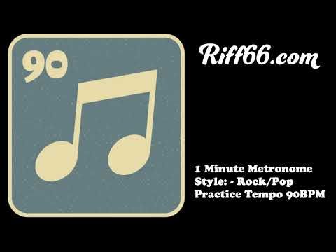 90BPM | 1 Minute Practice Metronome at 90BPM | Rock/Pop Drum Track