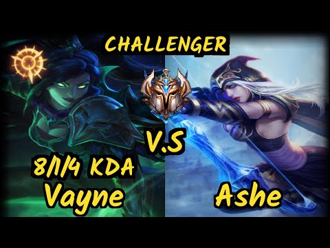 S04 Upset (VAYNE) vs ASHE - 8/1/4 KDA BOTTOM ADC CHALLENGER GAMEPLAY - EUW