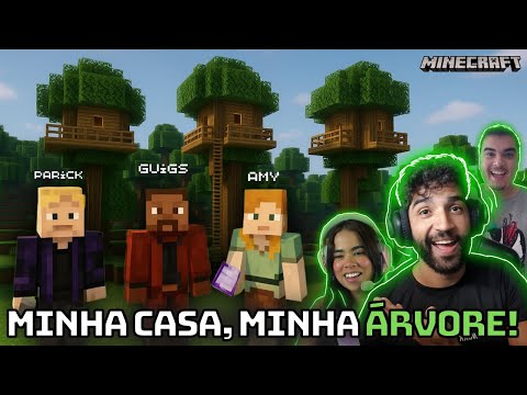 WHO BUILDS THE BEST TREEHOUSE? @AmyScarleof @iparick - MINECRAFT | Guigs