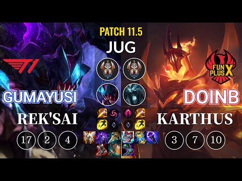 T1 Gumayusi Rek'Sai vs FPX Doinb Karthus Jungle - KR Patch 11.5