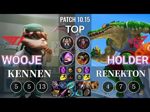 T1 Wooje Kennen vs RW Holder Renekton Top - KR Patch 10.15