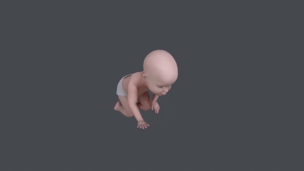 BABY-002 Crawling Animation 3D Model