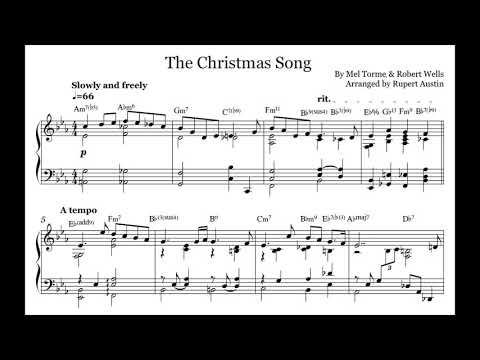 The Christmas Song (Chestnuts Roasting On An Open Fire). Arranged for solo piano, with music sheet.