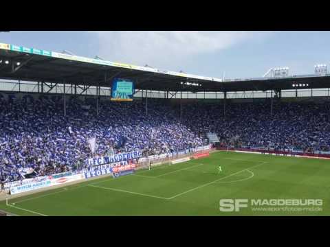 Einmarsch der Teams am Fahnentag FCM-RWE (HD Apr 2017)