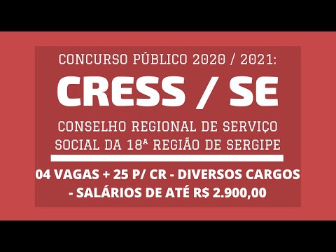 Saiu Edital do Concurso do CRESS 18ª Região / SE - 2020 / 2021: Vagas de Níveis Médio e Superior