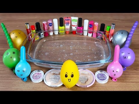 Mixing Makeup Into Clear Slime ! Recycling My Makeup In Slime ! RELAXING SLIME WITH FUNNY BALLOONS Video