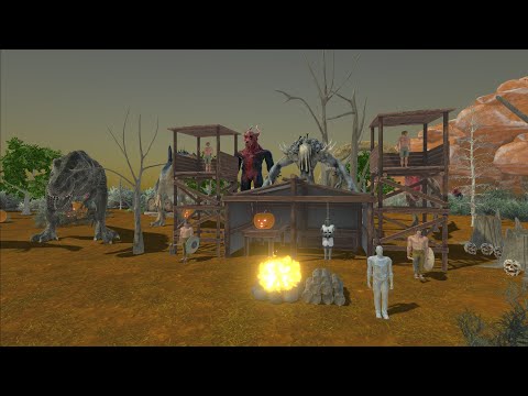 Helping Humans to Survive Creepy Halloween Night - Animal Revolt Battle Simulator