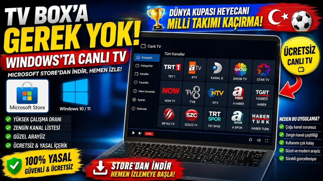 Emülatör Yok, Tarayıcı Yok! Canlı TV Windows'ta
