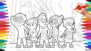 Alvinnn and the Chipmunks, Alvin Coloring Pages for Kids, How to Draw and Color Alvin Simon Theo 2