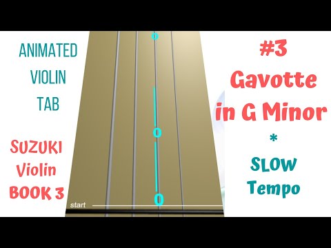 GAVOTTE IN G MINOR 🎻- Suzuki Violin Book 3 (Song 3) SLOWER | Violin Tutorial | Animated Violin TAB