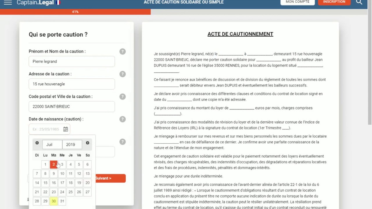 Modèle d'acte de caution solidaire (ou simple)