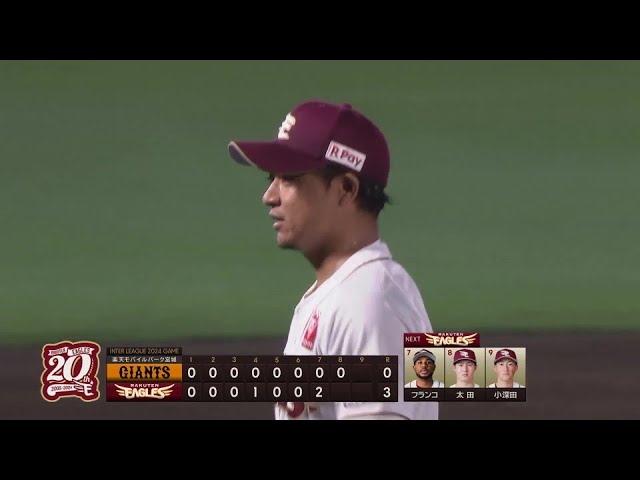 【8回表】イーグルス・酒居知史が1回無失点の好投!! 通算100ホールドを達成!! 2024年6月13日 東北楽天ゴールデンイーグルス 対 読売ジャイアンツ