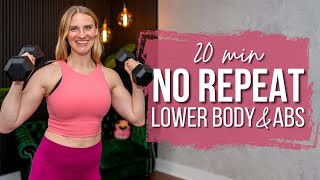 20 min. NO REPEAT Lower Body & Abs Strength Training