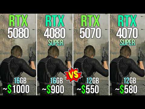 RTX 5080 vs RTX 4080 SUPER vs RTX 5070 vs RTX 4070 SUPER - Test in 20 Games