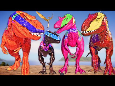 ELEMENTAL Dinosaurs Color Pack! Indominus Rex Vs T-REX & Allosaurus Jurassic World Evolution 2 Fight
