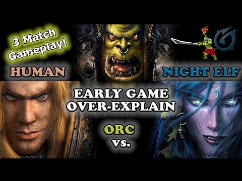 Grubby | Warcraft 3 The Frozen Throne | 1v1 Orc Early Game Over-Explain vs. Human and Night Elf