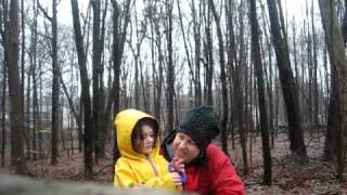 Rainman and girl. Julia rain adventure
