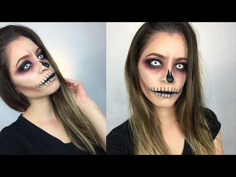 MAQUILLAJE DE CALAVERA FÁCIL PARA PRINCIPIANTES | ROSTRO CALAVERICO | Halloween Makeup | NatyGloss