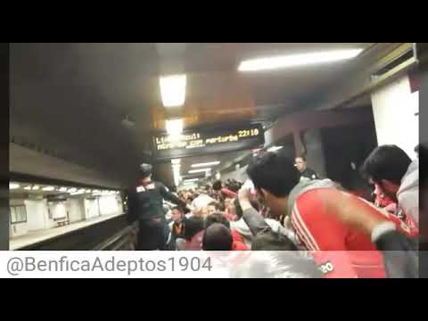 #Adeptos do #Benfica em festa no #Metro de #Lisboa