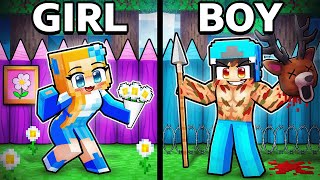 GIRL VS BOY Base in the Forest!