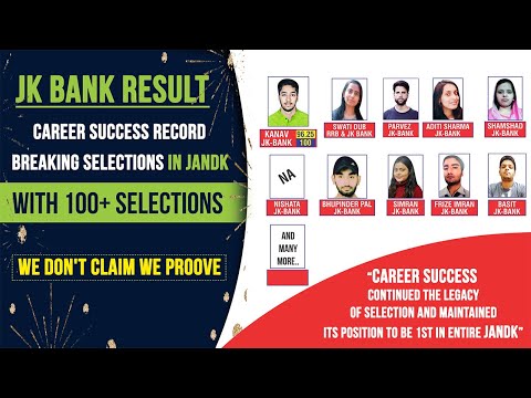 ðŸ”¥ Jk bank result 2021 | @Career Success record Breaking Selections In jandk With 100+ Selections