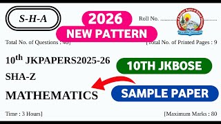 jkbose 10th maths paper 2025-2026 | model paper | jkbose class 10th math model paper 2025-26