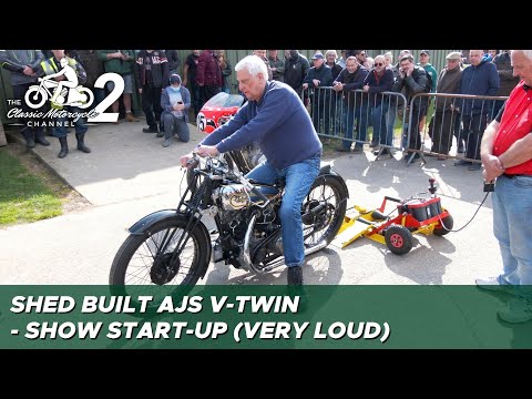 AJS V-twin World Speed Record attempt replica start-up at show
