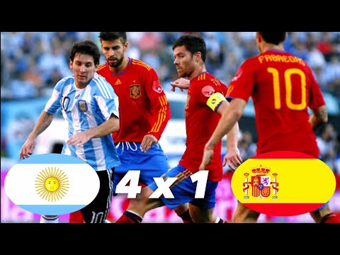 Argentina 4 x 1 Espanha ° Amistoso 2010 -  Melhores momentos