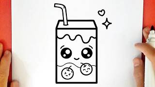 Como desenhar uma CAIXINHA DE SUCO DE CEREJA KAWAII