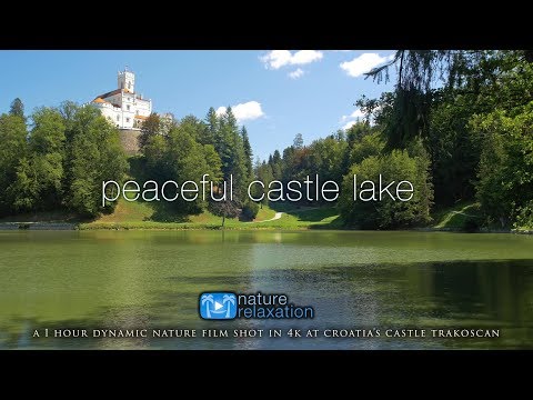 4K Peaceful Castle Lake in Croatia 1HR Ambient Film w/ Calming Birds, Bugs & Nature Sounds
