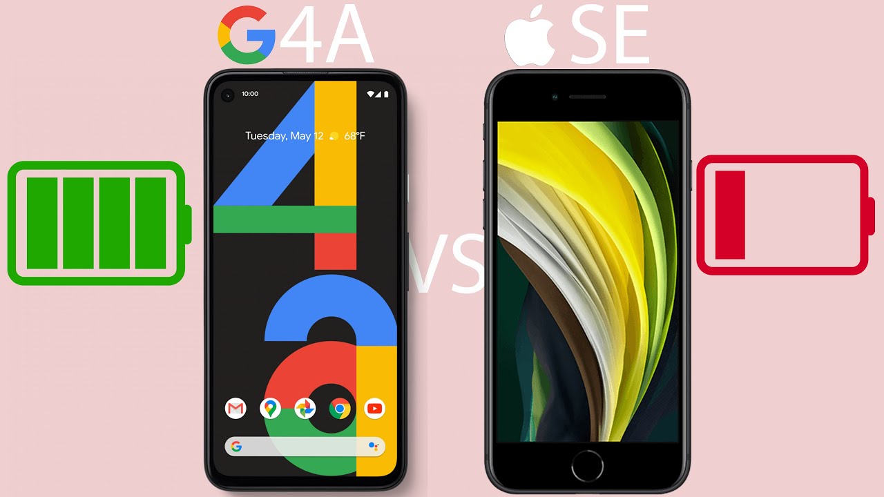 Pixel 4a vs iPhone SE (2020) - Battery Drain Test!