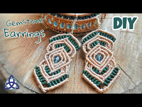 Green Macrame Beaded Earrings Tutorial EASY Macrame Craft Idea