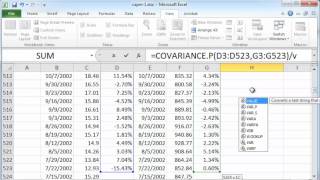Calculating stock beta using Excel