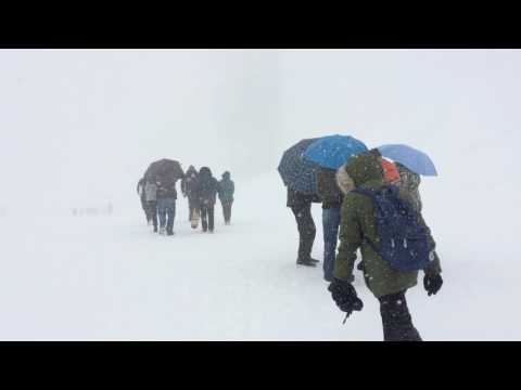 Bad weather: Strong wind and heavy snowfall in Mount Titlis, Switzerland