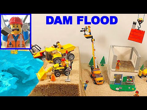 LEGO Dam Breach Flood Disaster - BIG Construction Site - House Build - ep 38