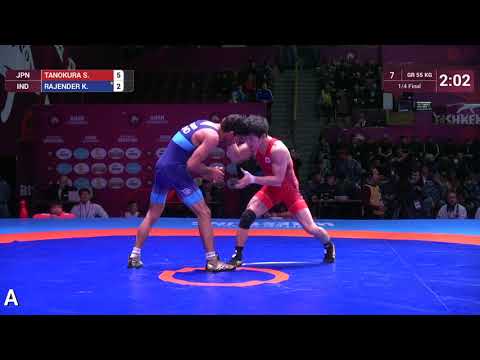 1/4 GR - 55 kg: S. TANOKURA (JPN) v. K. RAJENDER (IND)
