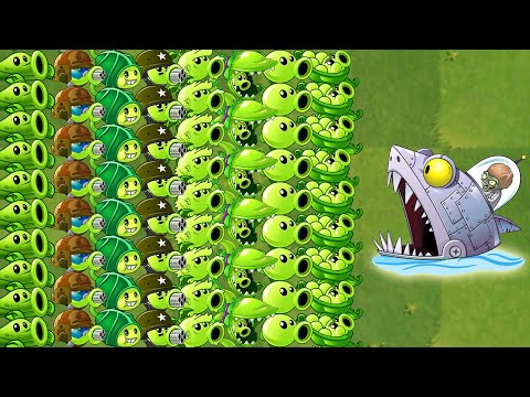 All Green PEA Plants LEVEL 999999 Power-Up! vs Big Wave Beach Final Boss in Plants vs Zombies 2 Mod
